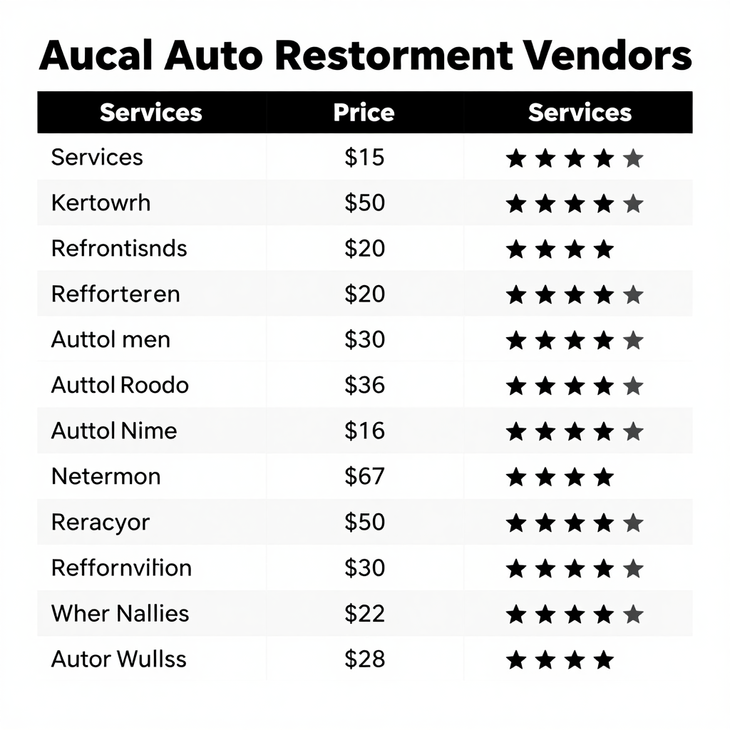 Auto Restoration Vendors Comparison Table