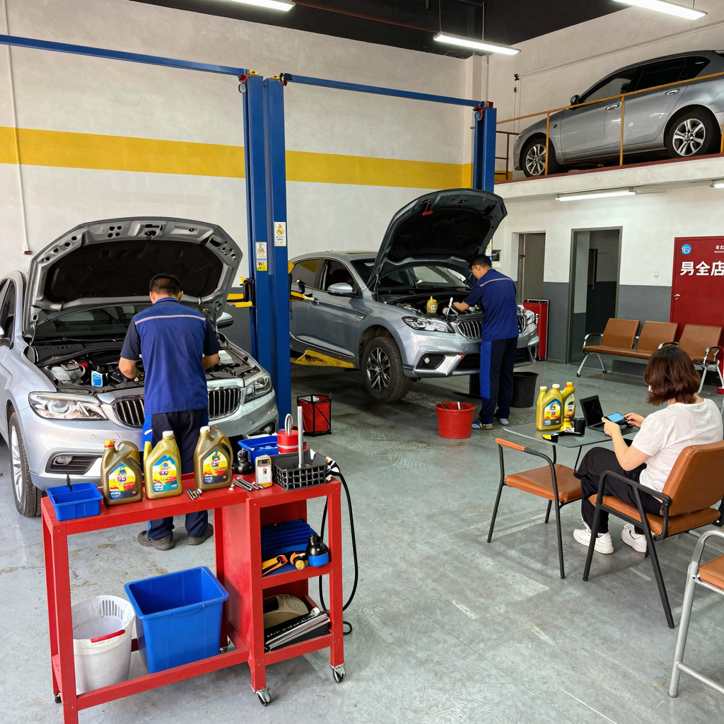 Busy auto repair shop