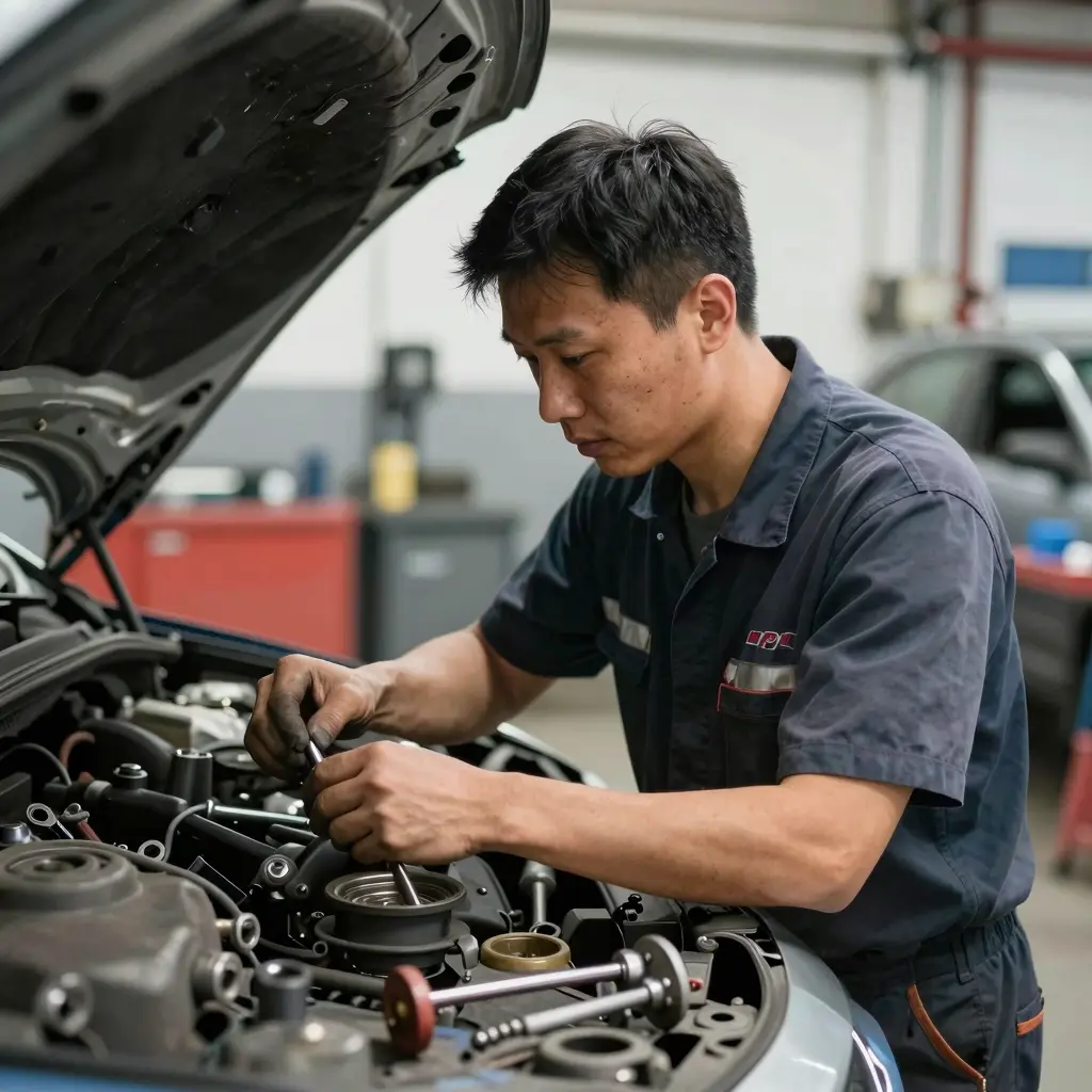 Mechanic Working on a Vehicle